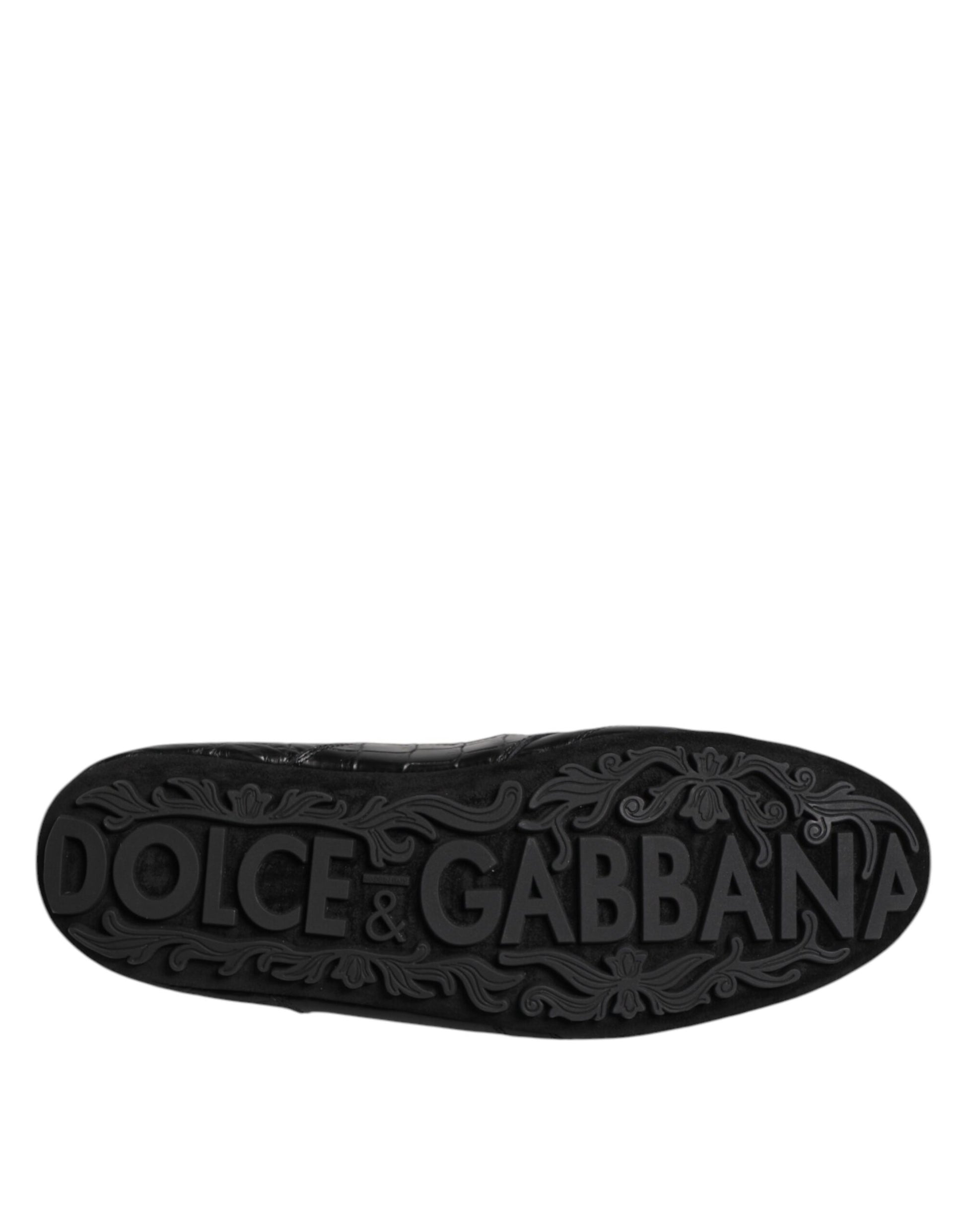 Dolce & Gabbana Black Exotic Leather Low Top Sneakers Shoes - ClickThatClicks 