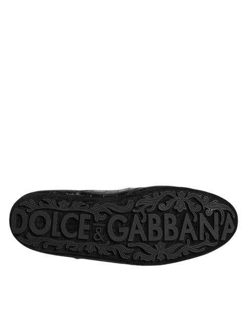 Dolce & Gabbana Black Exotic Leather Low Top Sneakers Shoes - ClickThatClicks 