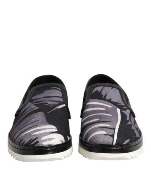 Dolce & Gabbana Black Tropical Slip On Men Sneakers Shoes - ClickThatClicks 