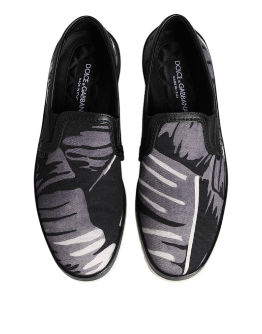 Dolce & Gabbana Black Tropical Slip On Men Sneakers Shoes - ClickThatClicks 