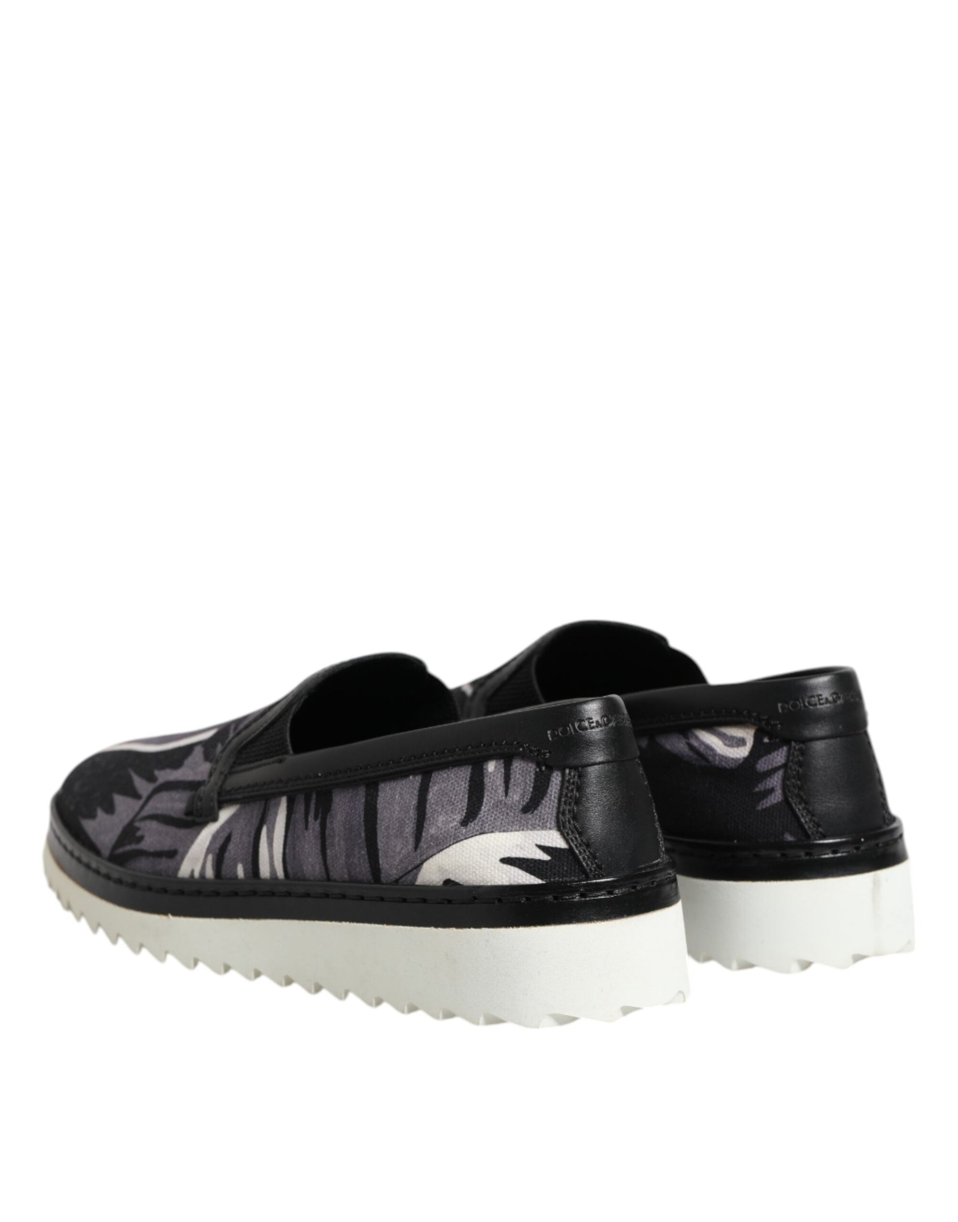 Dolce & Gabbana Black Tropical Slip On Men Sneakers Shoes - ClickThatClicks 