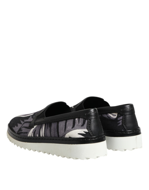 Dolce & Gabbana Black Tropical Slip On Men Sneakers Shoes - ClickThatClicks 