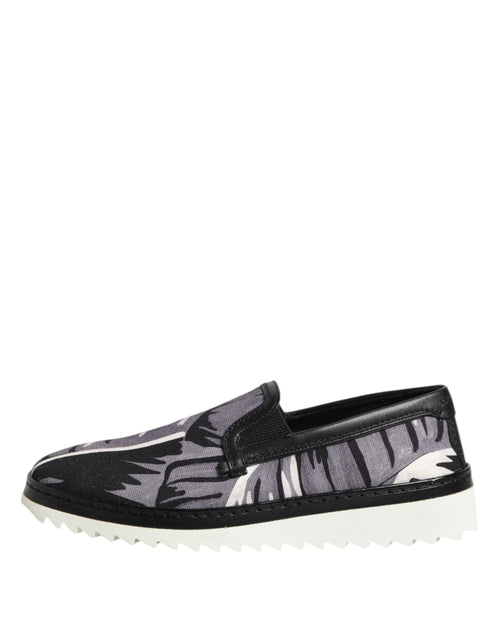 Dolce & Gabbana Black Tropical Slip On Men Sneakers Shoes - ClickThatClicks 