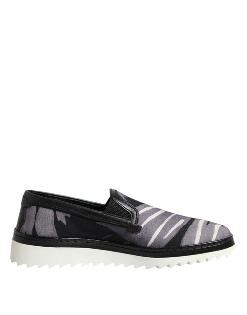 Dolce & Gabbana Black Tropical Slip On Men Sneakers Shoes - ClickThatClicks 