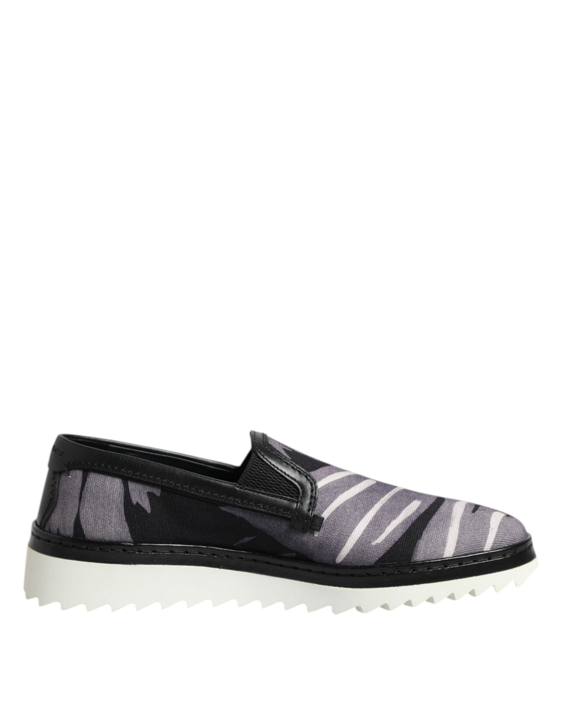 Dolce & Gabbana Black Tropical Slip On Men Sneakers Shoes - ClickThatClicks 