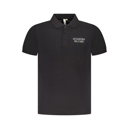 Accademia Militare Black Cotton Men Polo - ClickThatClicks 