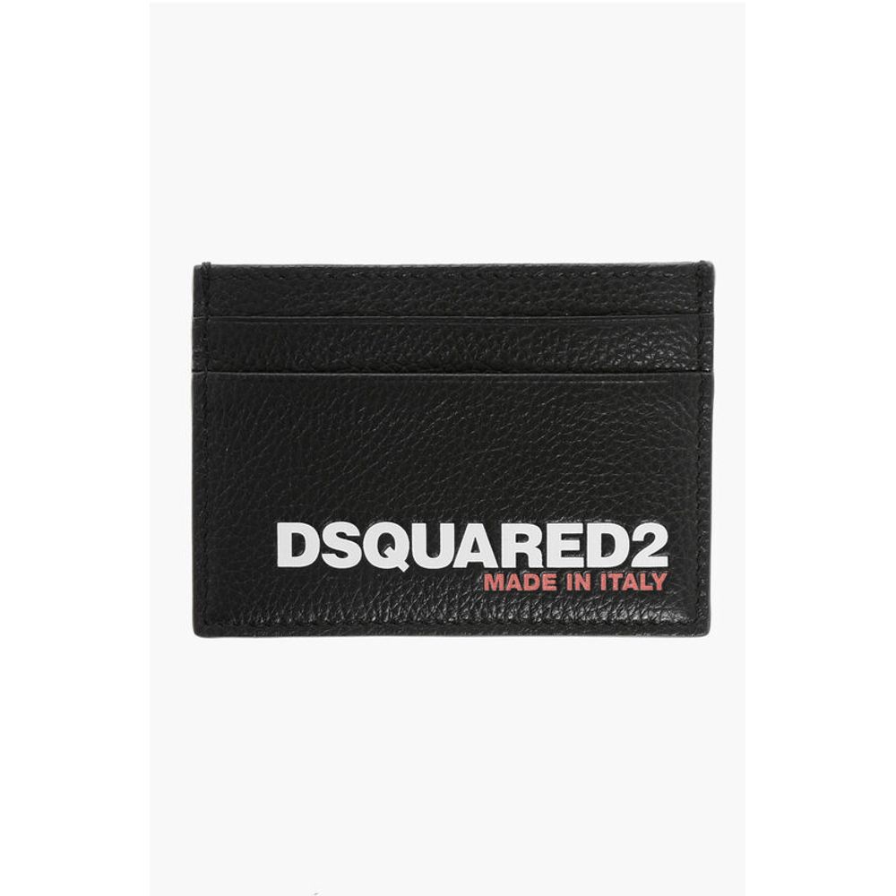 Dsquared² Textured Leather Card Holder with Printed Logo