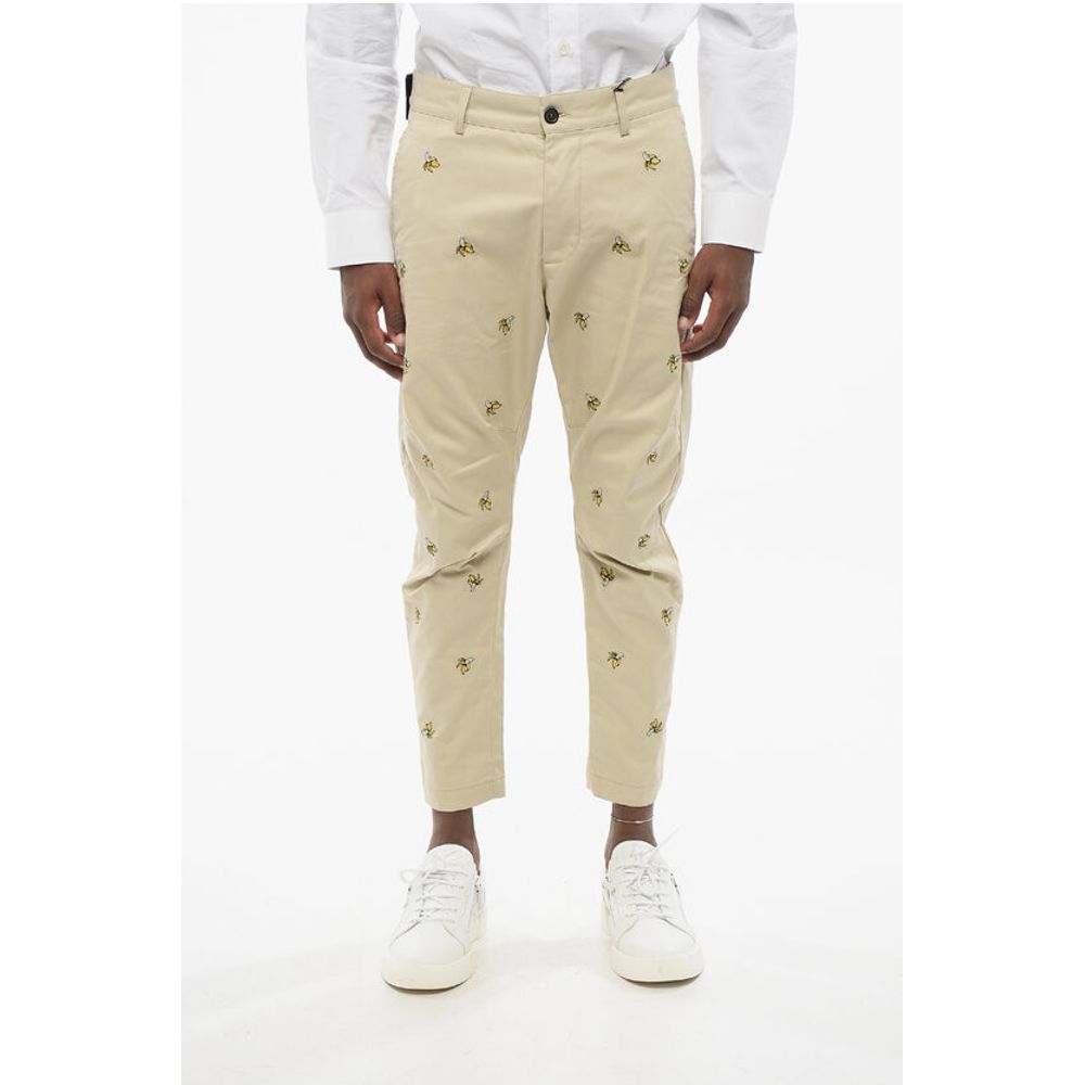 Dsquared² Cotton BANANA Chinos Pants with All-Over Embroideries