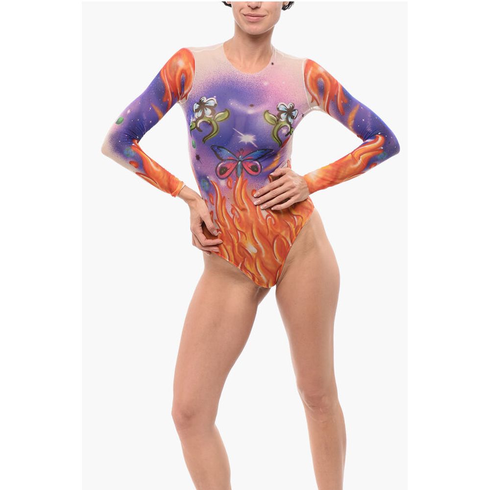 Dsquared² Graffiti Patterned Sheer Bodysuit