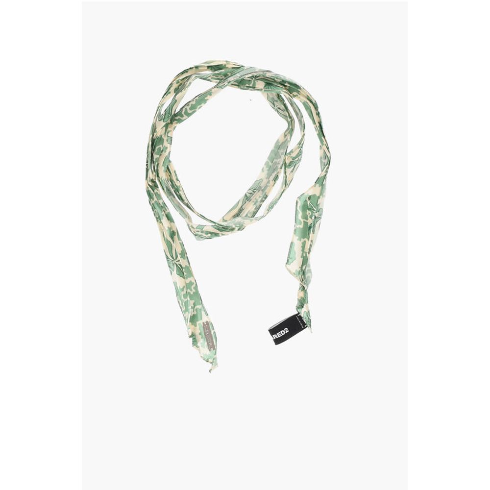 Dsquared² Silk Slim Foulard with Hibiscus Print