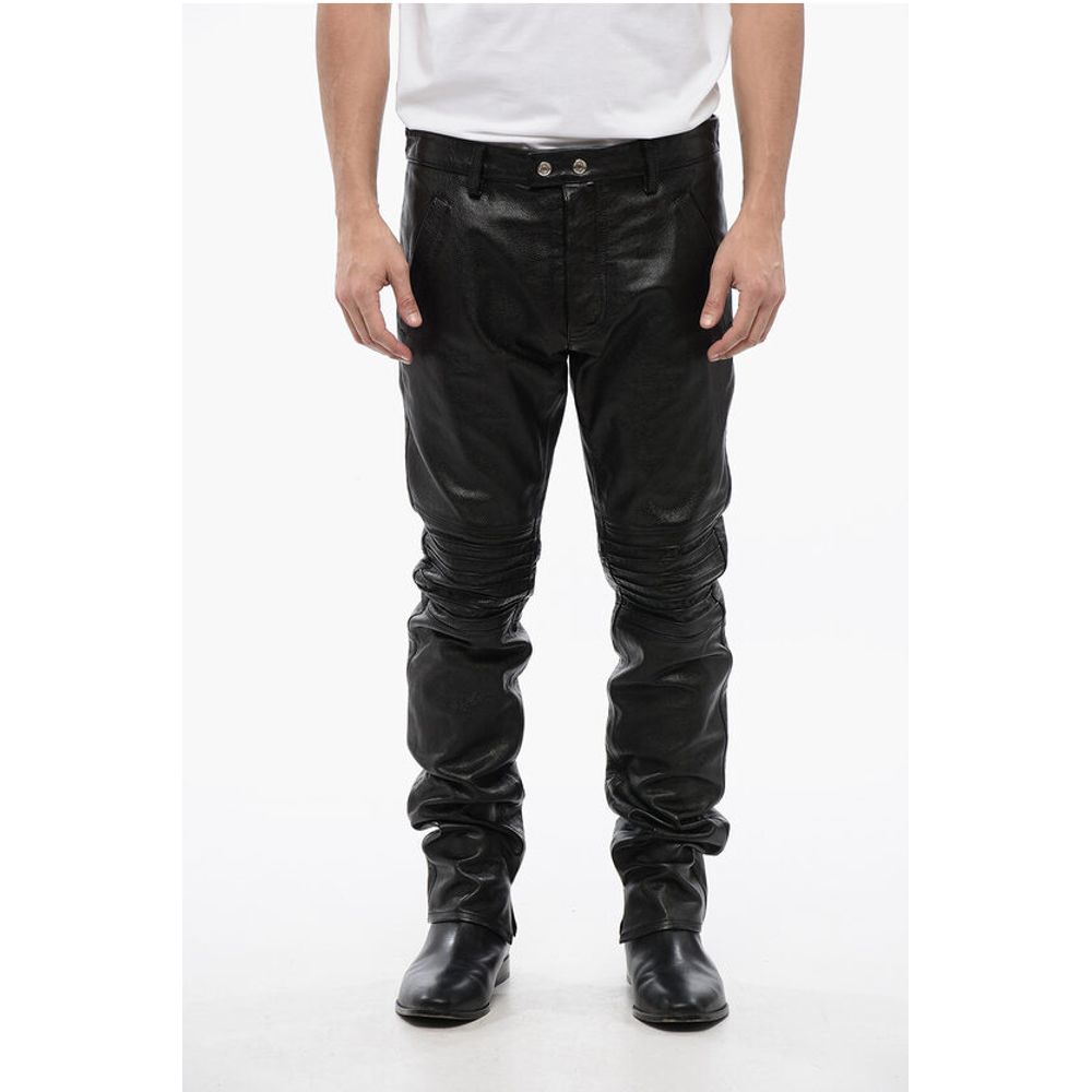 Dsquared² Textured Leather Pants with Biker Details