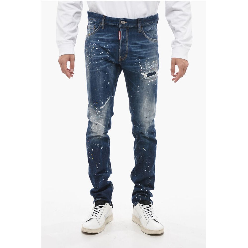 Dsquared² TWINPHONY Dark-washed Cool Guy Denims with Paint Motif
