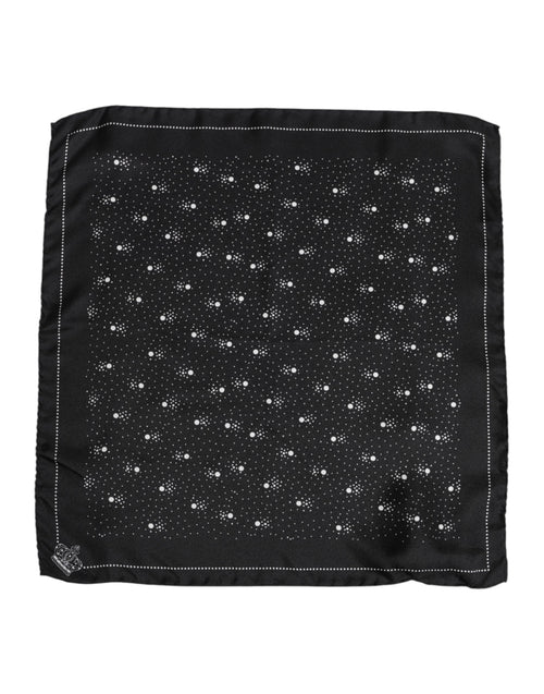Dolce & Gabbana Black White Printed Square Men Foulard Scarf - ClickThatClicks 