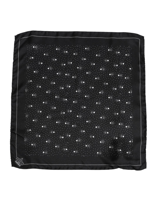 Dolce & Gabbana Black White Printed Square Men Foulard Scarf - ClickThatClicks 