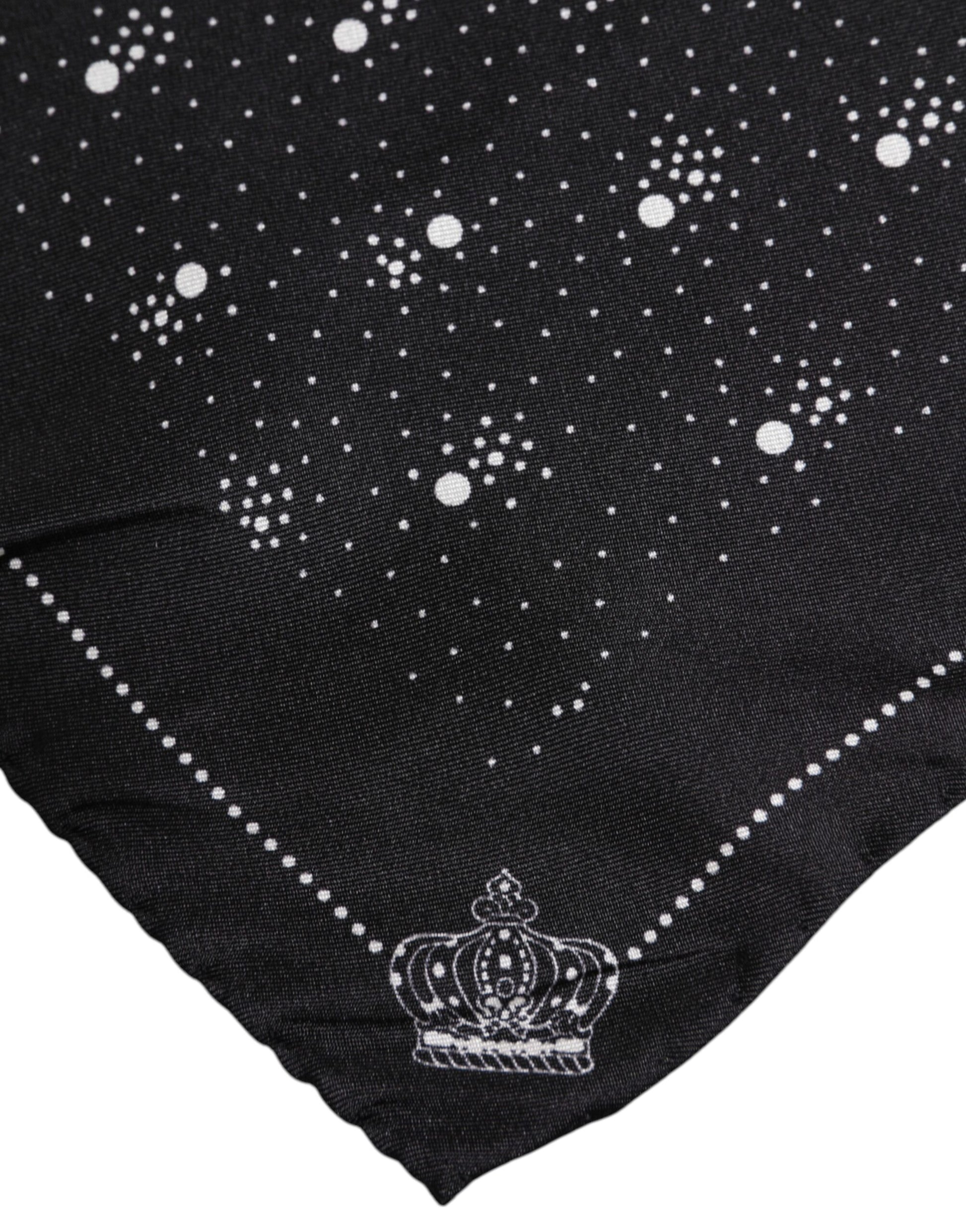 Dolce & Gabbana Black White Printed Square Men Foulard Scarf - ClickThatClicks 