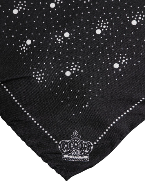 Dolce & Gabbana Black White Printed Square Men Foulard Scarf - ClickThatClicks 