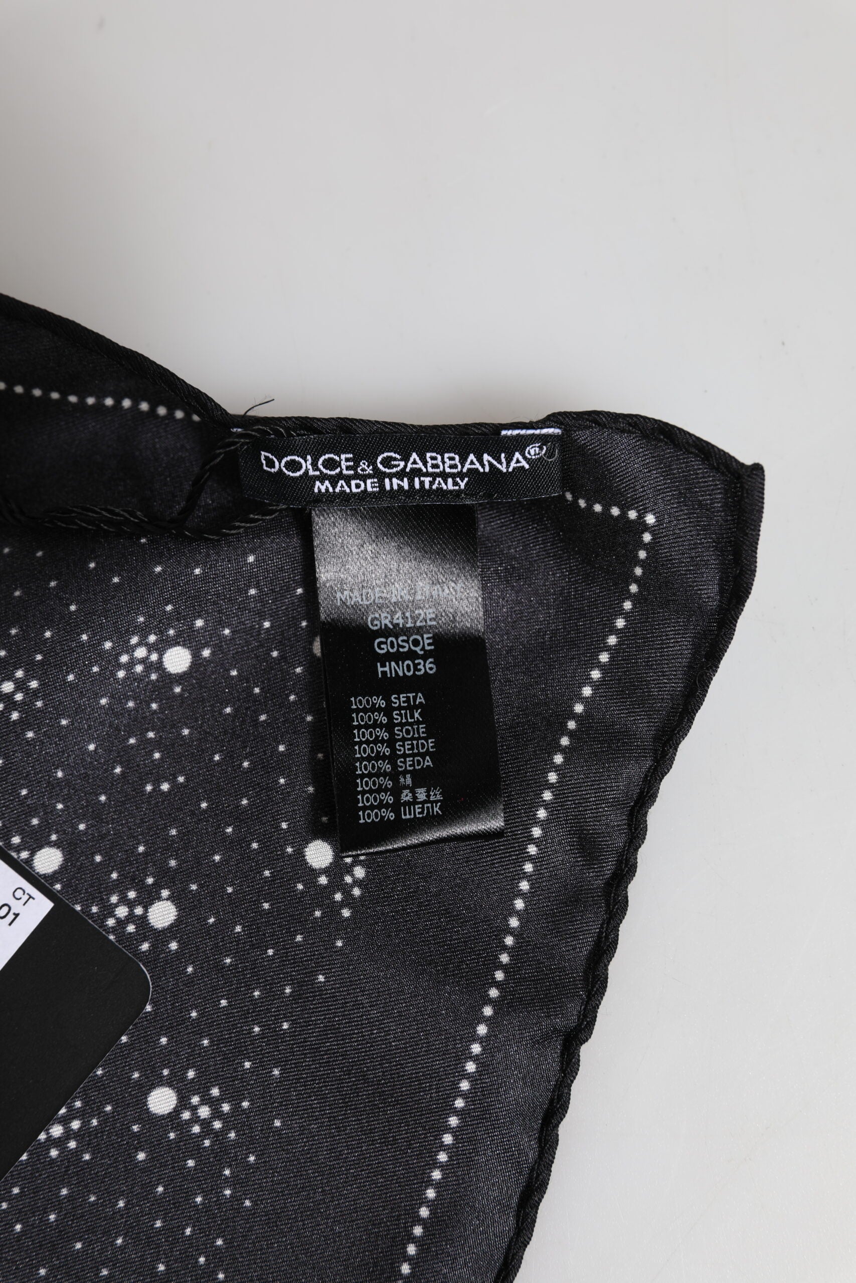 Dolce & Gabbana Black White Printed Square Men Foulard Scarf - ClickThatClicks 