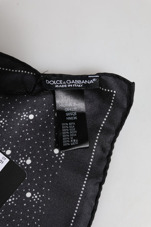 Dolce & Gabbana Black White Printed Square Men Foulard Scarf - ClickThatClicks 