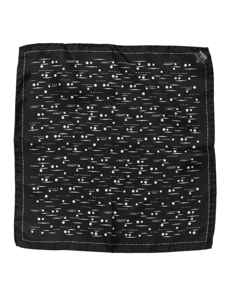 Dolce & Gabbana Black White Printed Square Men Foulard Scarf