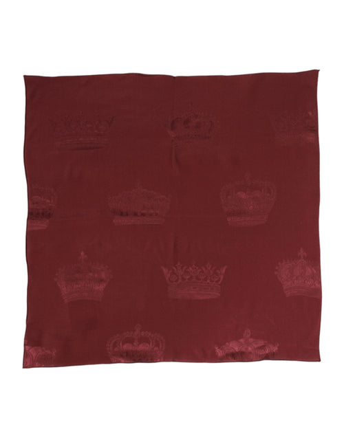 Dolce & Gabbana Maroon Silk Crown Square Men Foulard Scarf - ClickThatClicks 