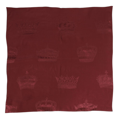 Dolce & Gabbana Maroon Silk Crown Square Men Foulard Scarf - ClickThatClicks 