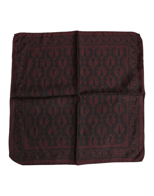 Dolce & Gabbana Maroon Black Printed Square Men Foulard Scarf - ClickThatClicks 