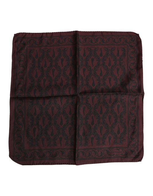 Dolce & Gabbana Maroon Black Printed Square Men Foulard Scarf - ClickThatClicks 