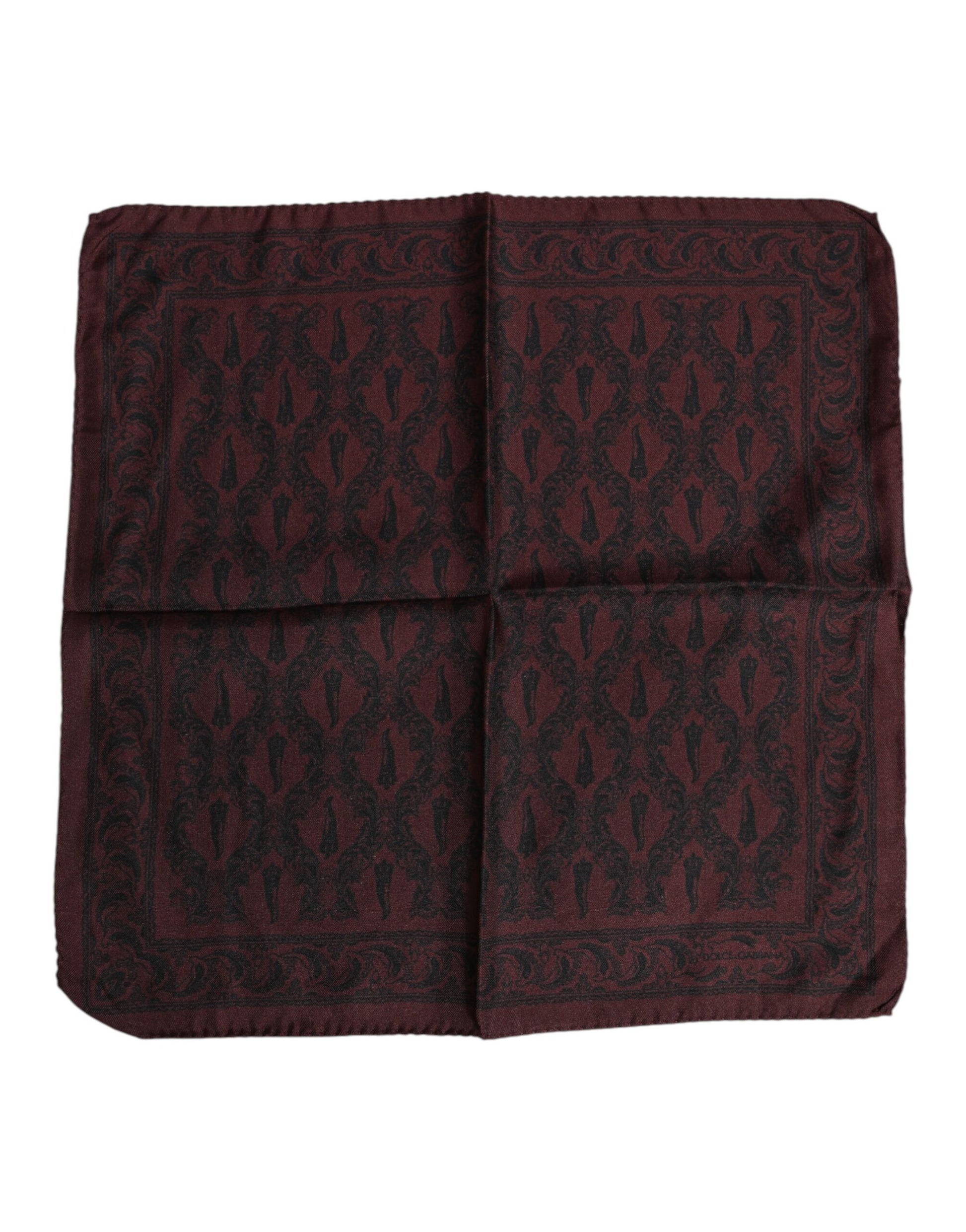 Dolce & Gabbana Maroon Black Printed Square Men Foulard Scarf - ClickThatClicks 