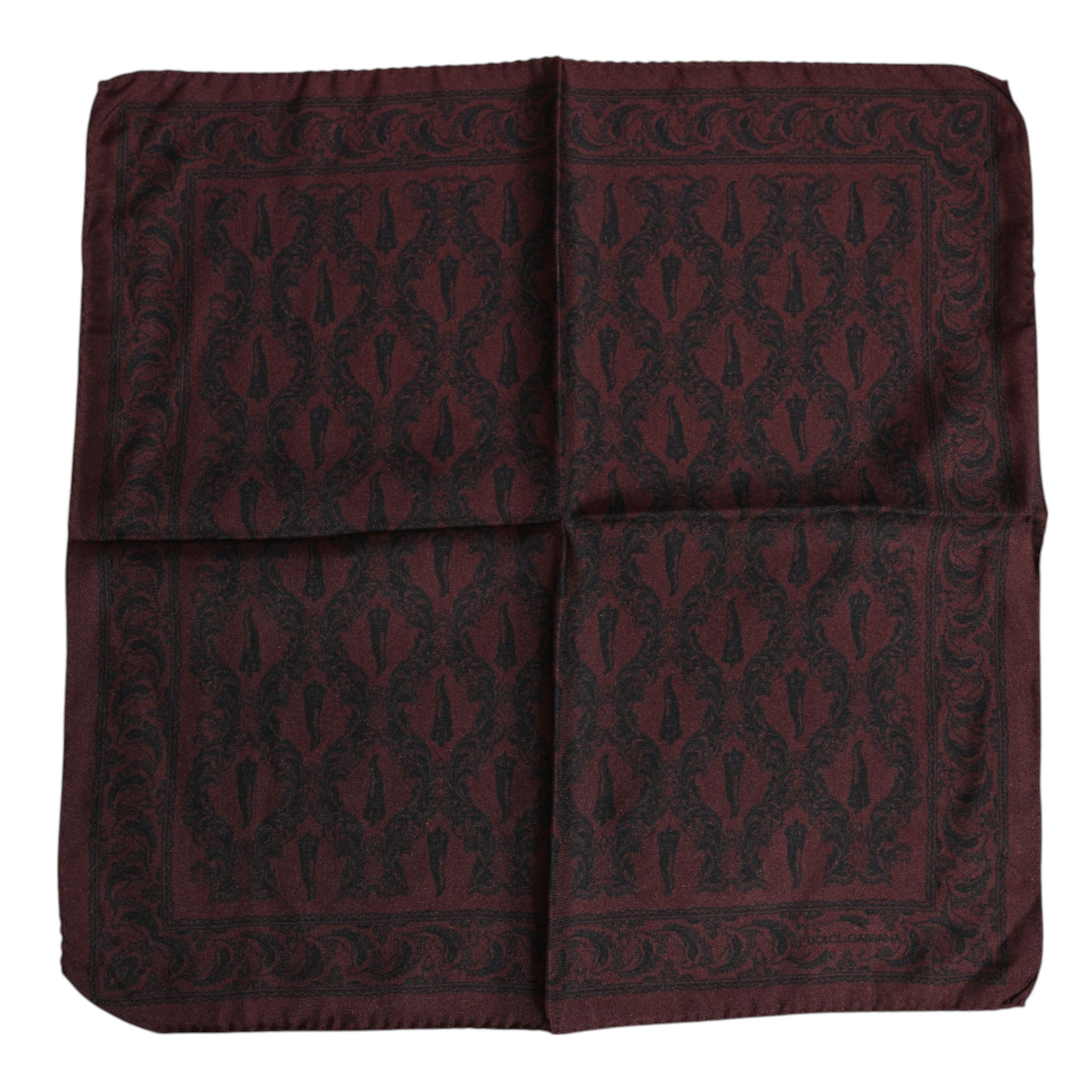 Dolce & Gabbana Maroon Black Printed Square Men Foulard Scarf - ClickThatClicks 