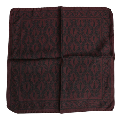 Dolce & Gabbana Maroon Black Printed Square Men Foulard Scarf - ClickThatClicks 
