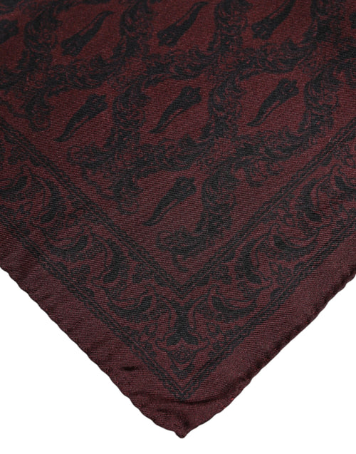 Dolce & Gabbana Maroon Black Printed Square Men Foulard Scarf - ClickThatClicks 