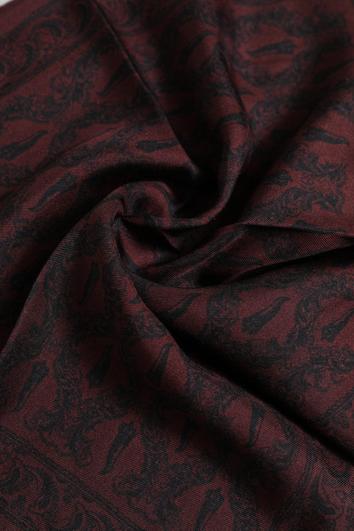 Dolce & Gabbana Maroon Black Printed Square Men Foulard Scarf - ClickThatClicks 