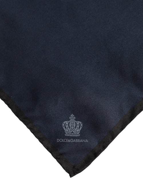 Dolce & Gabbana Blue DG Crown Silk Square Men Foulard Scarf - ClickThatClicks 