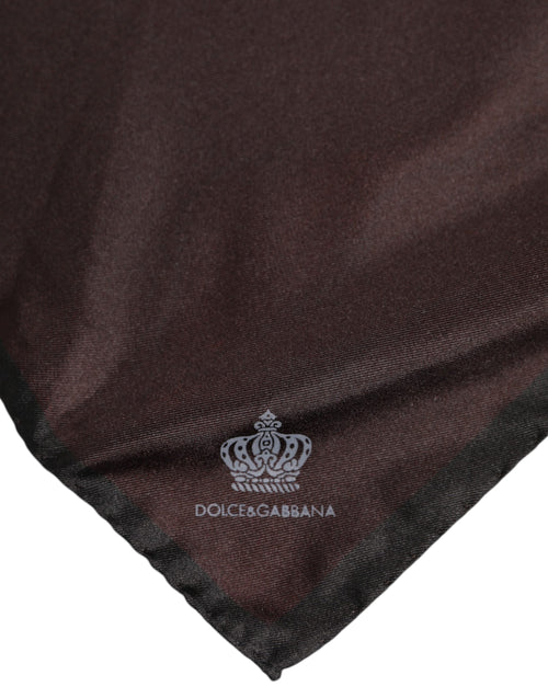 Dolce & Gabbana Brown DG Crown Silk Square Men Foulard Scarf - ClickThatClicks 