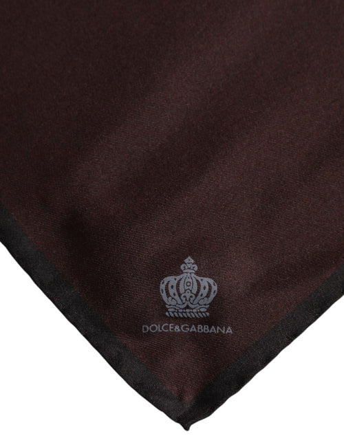 Dolce & Gabbana Brown DG Crown Silk Square Men Foulard Scarf - ClickThatClicks 