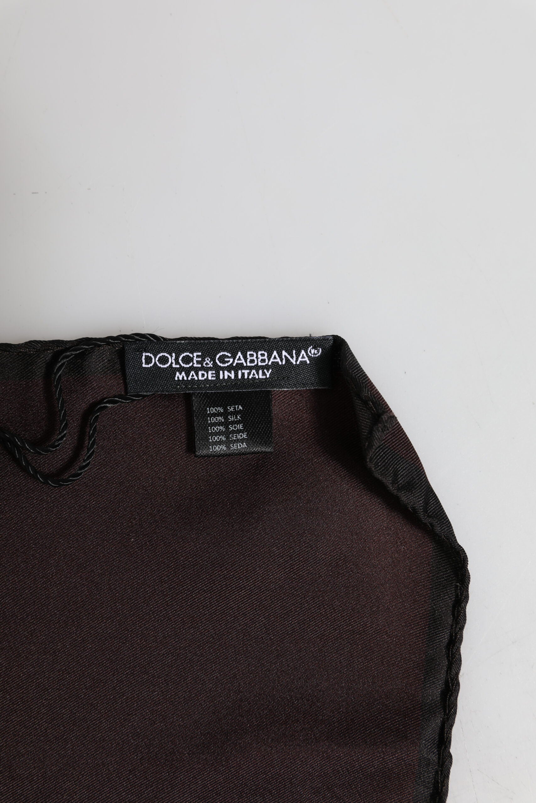 Dolce & Gabbana Brown DG Crown Silk Square Men Foulard Scarf - ClickThatClicks 