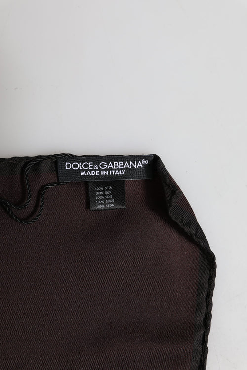 Dolce & Gabbana Brown DG Crown Silk Square Men Foulard Scarf - ClickThatClicks 