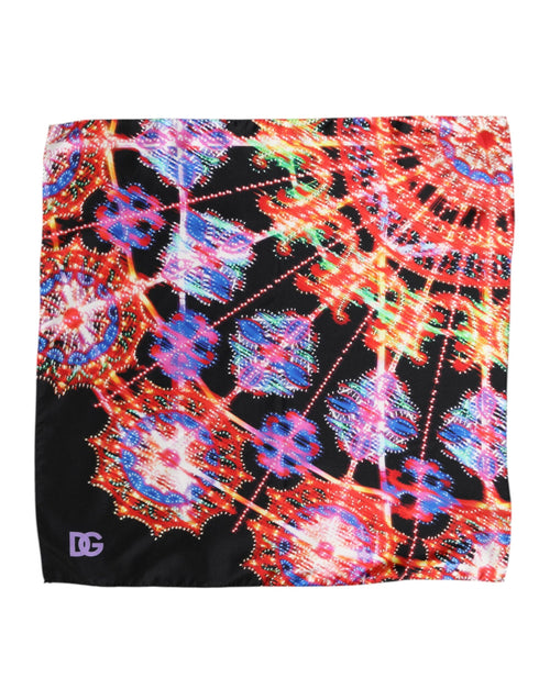 Dolce & Gabbana Black Multicolor Print Square Foulard Scarf - ClickThatClicks 