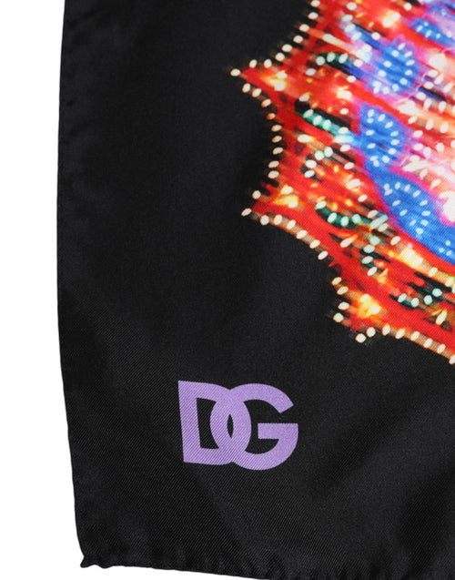 Dolce & Gabbana Black Multicolor Print Square Foulard Scarf - ClickThatClicks 
