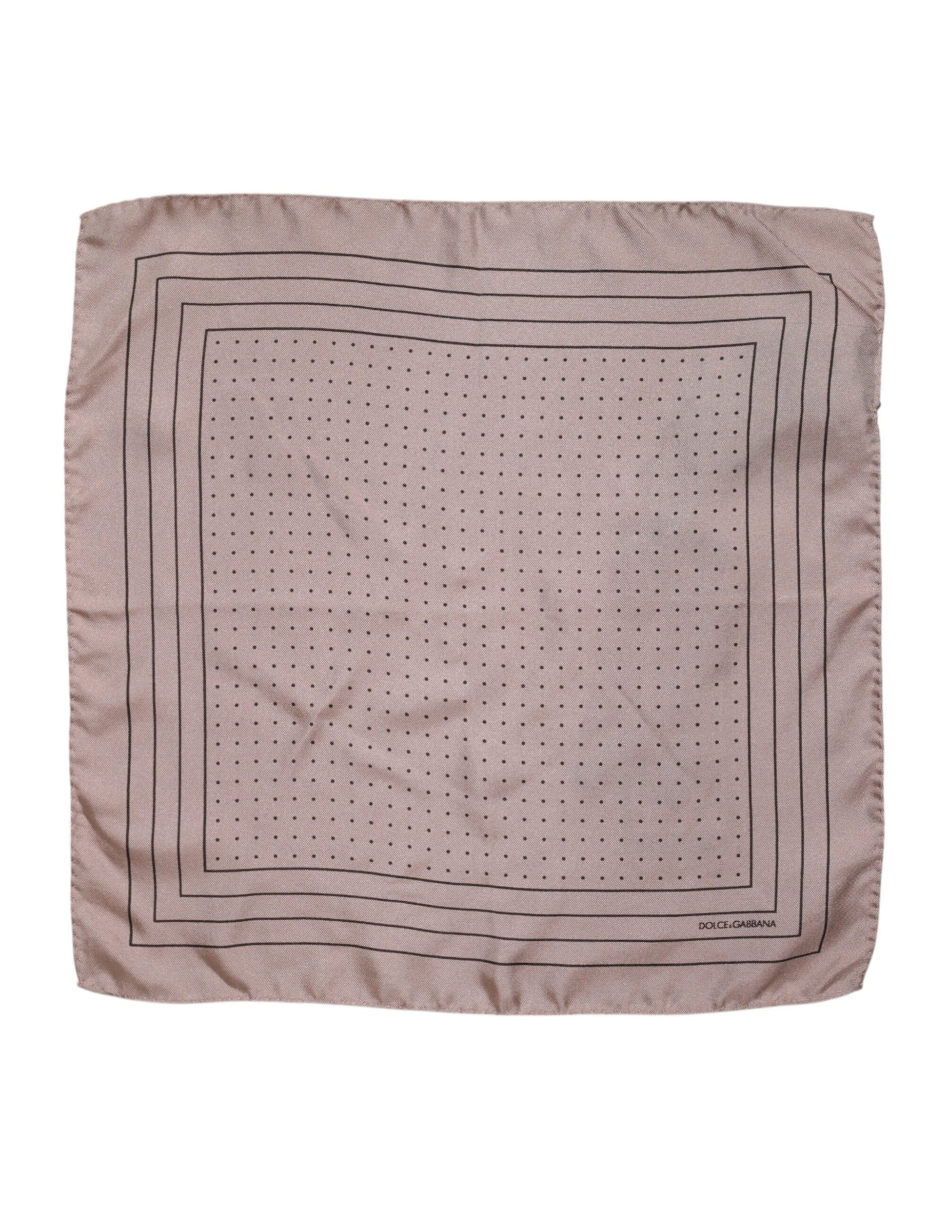 Dolce & Gabbana Beige Dotted Silk Square Men Foulard Scarf - ClickThatClicks 