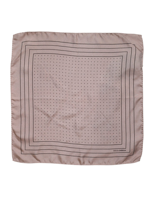 Dolce & Gabbana Beige Dotted Silk Square Men Foulard Scarf - ClickThatClicks 