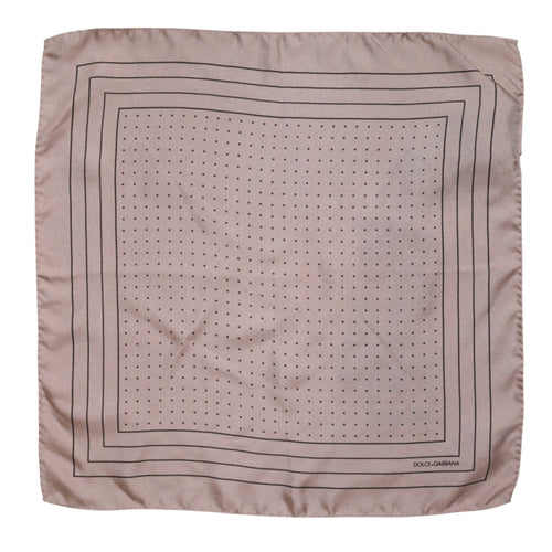 Dolce & Gabbana Beige Dotted Silk Square Men Foulard Scarf - ClickThatClicks 