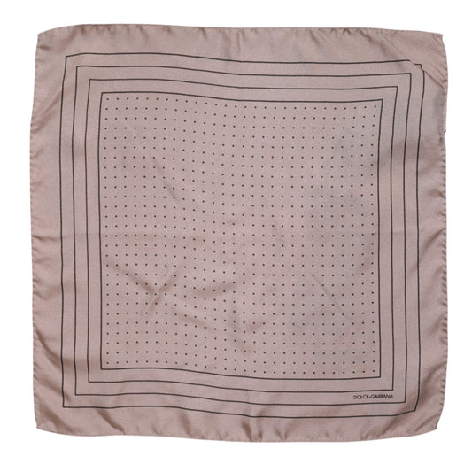 Dolce & Gabbana Beige Dotted Silk Square Men Foulard Scarf