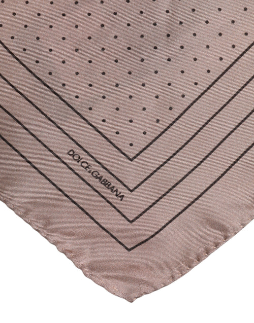 Dolce & Gabbana Beige Dotted Silk Square Men Foulard Scarf - ClickThatClicks 