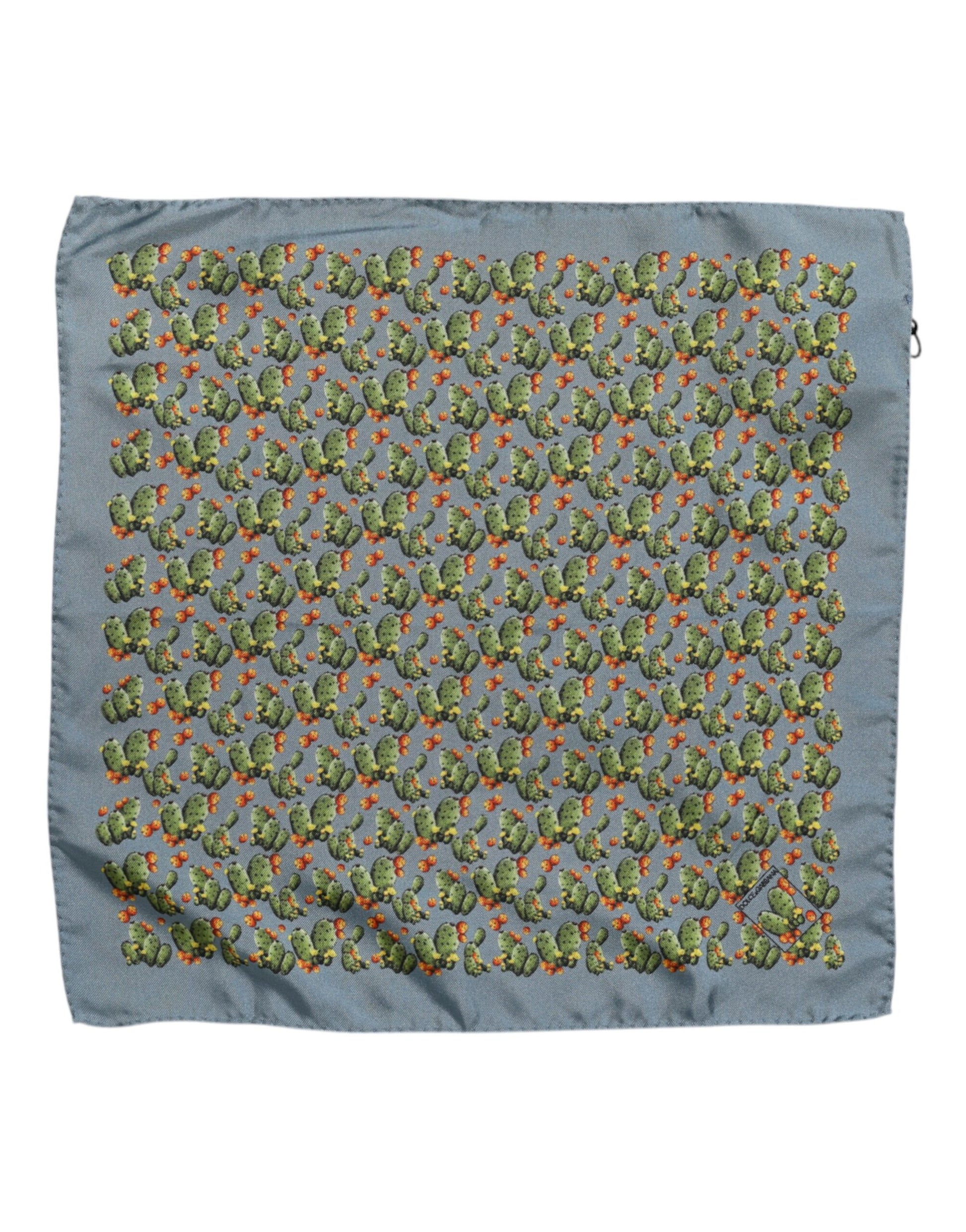Dolce & Gabbana Gray Green Cactus Print Square Foulard Scarf - ClickThatClicks 