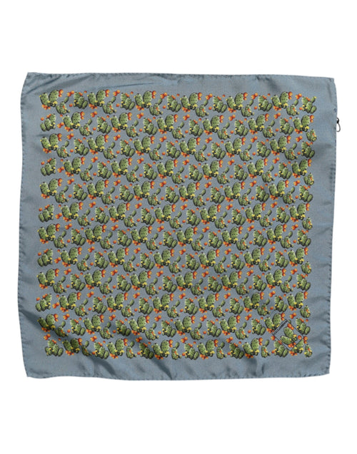 Dolce & Gabbana Gray Green Cactus Print Square Foulard Scarf - ClickThatClicks 