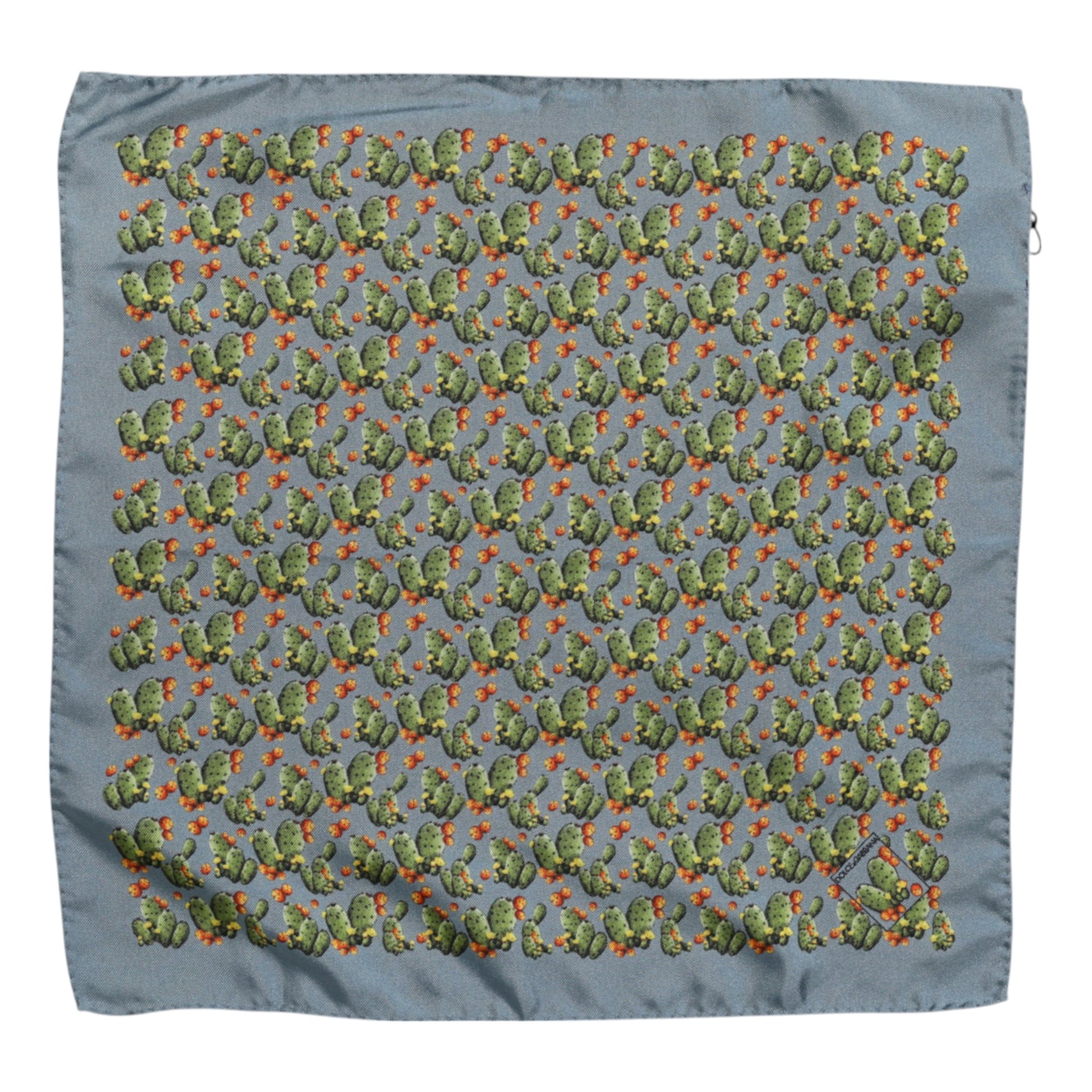 Dolce & Gabbana Gray Green Cactus Print Square Foulard Scarf - ClickThatClicks 