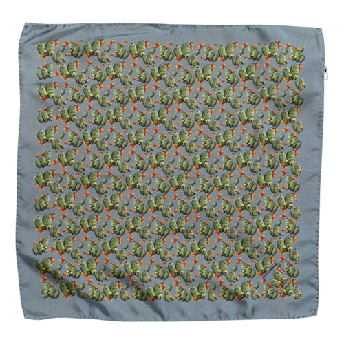 Dolce & Gabbana Gray Green Cactus Print Square Foulard Scarf - ClickThatClicks 