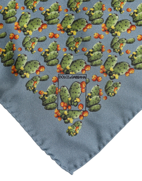 Dolce & Gabbana Gray Green Cactus Print Square Foulard Scarf - ClickThatClicks 