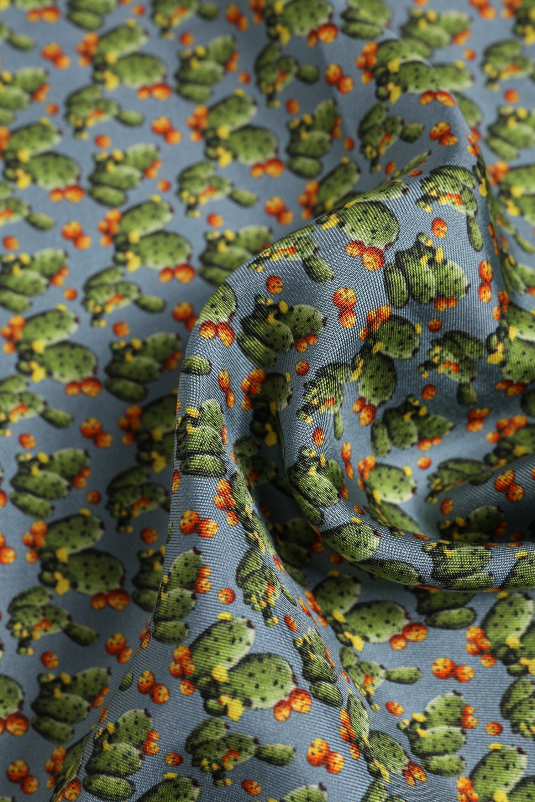 Dolce & Gabbana Gray Green Cactus Print Square Foulard Scarf - ClickThatClicks 
